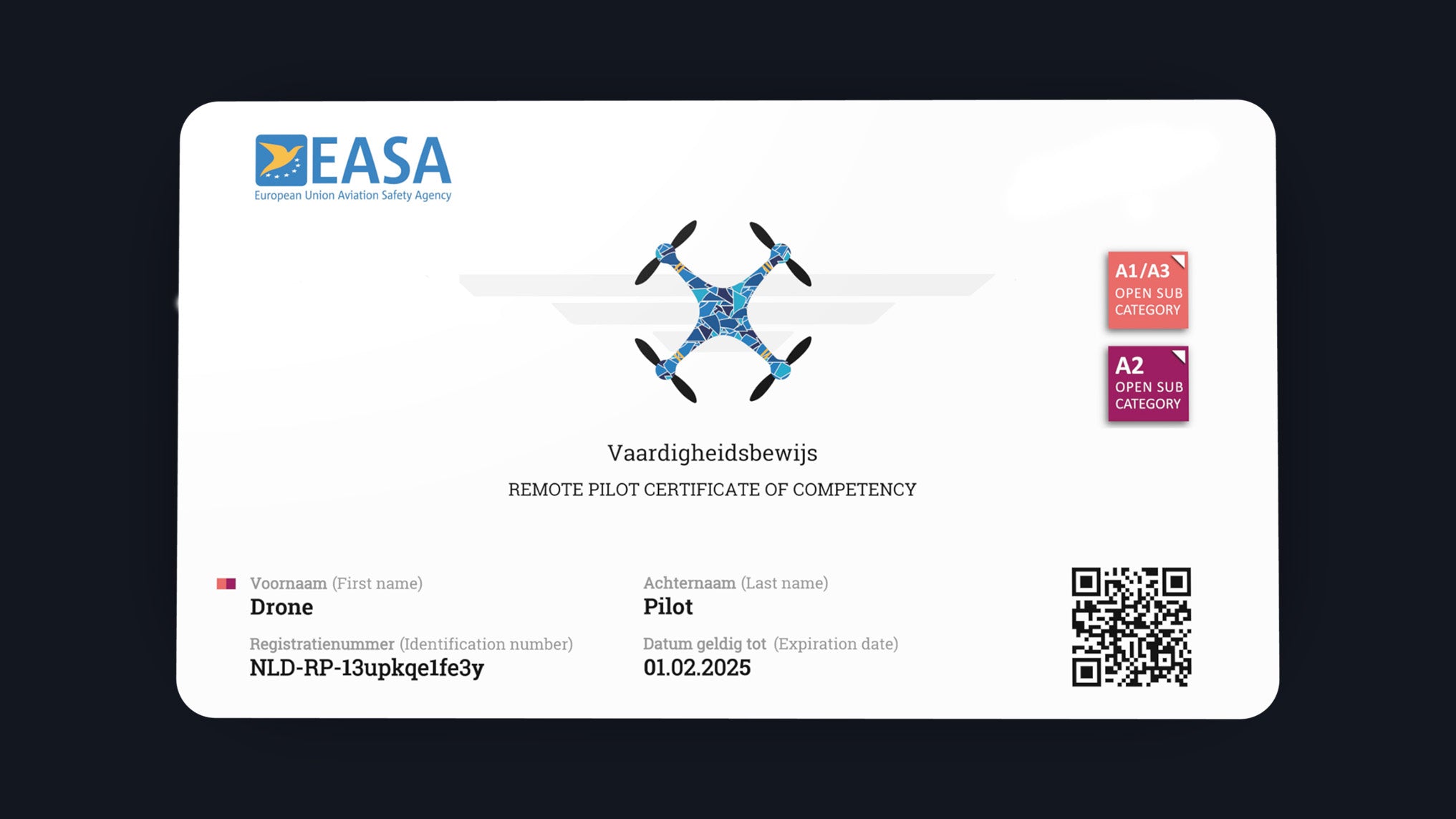 EU Dronebewijs certificaat 